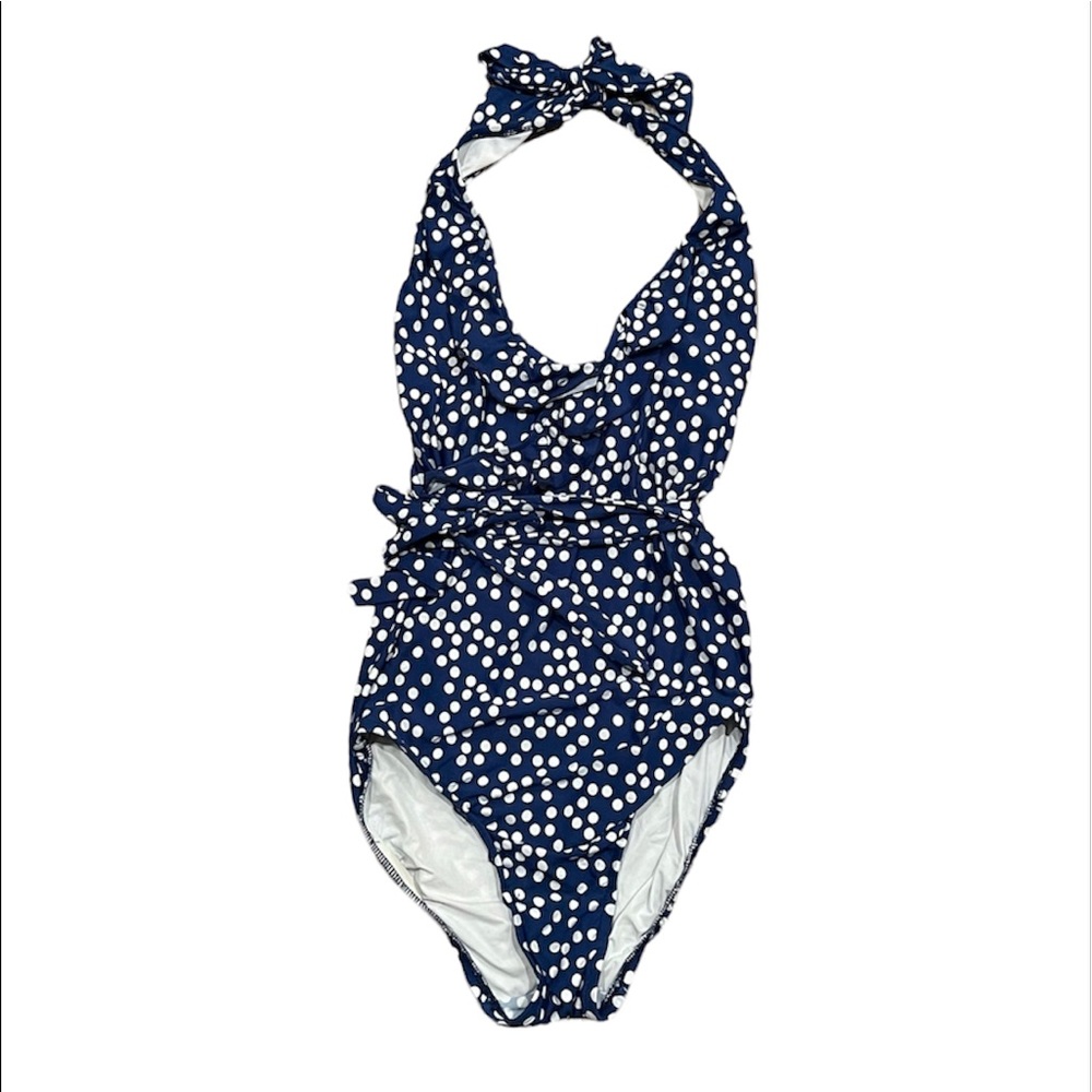 Mermaid Anthropologie Blue & White one piece size small Preowned ruffled beach